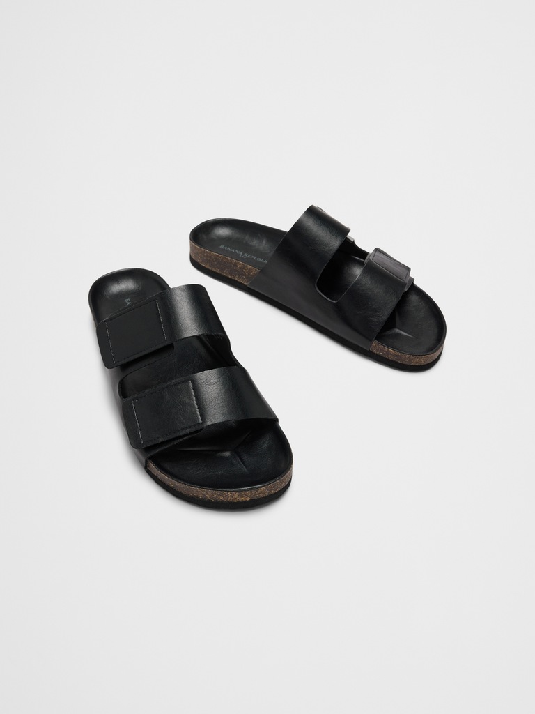 Vegan Leather Double Strap Sandal