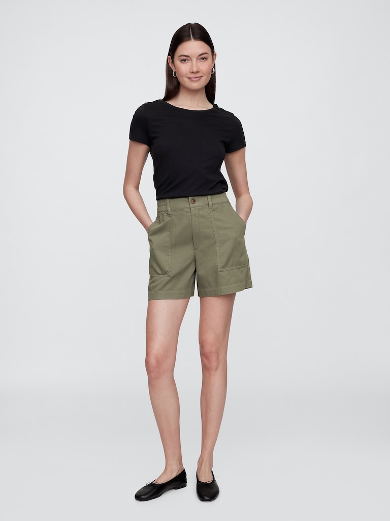 High Rise 4" Khaki Girlfriend Shorts