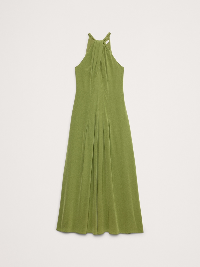 Matte Silk Halter Maxi Dress