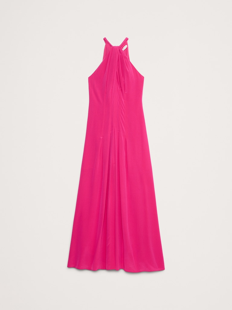 Matte Silk Halter Maxi Dress