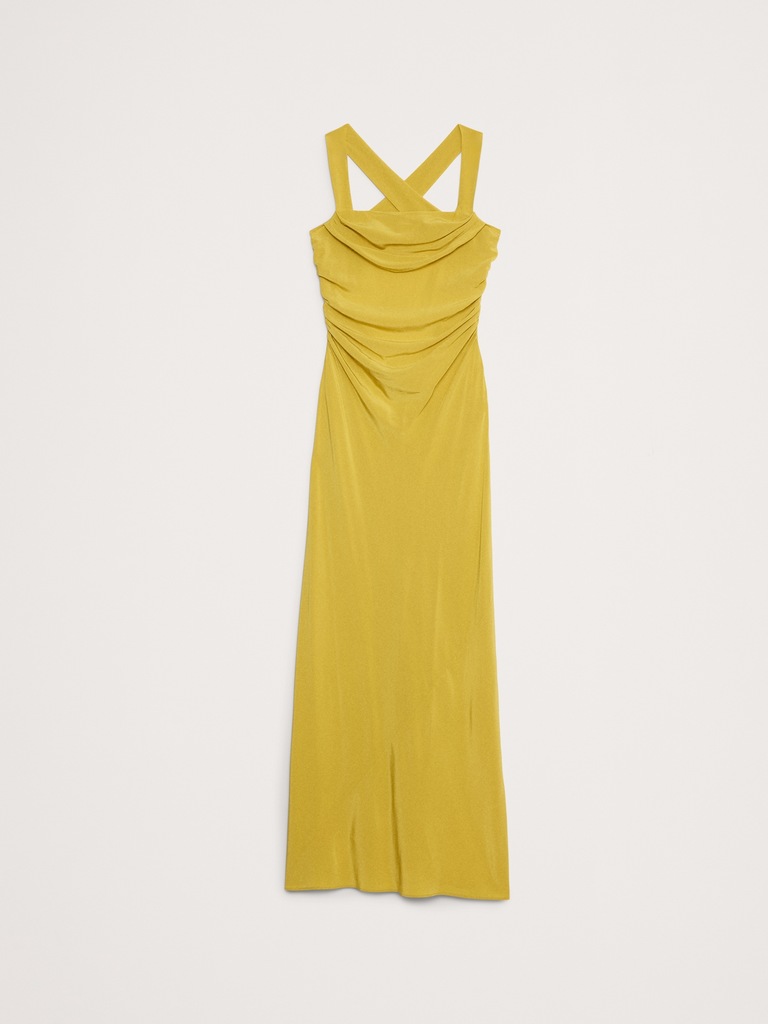 Matte Silk Cowl-Neck Backless Maxi Dress