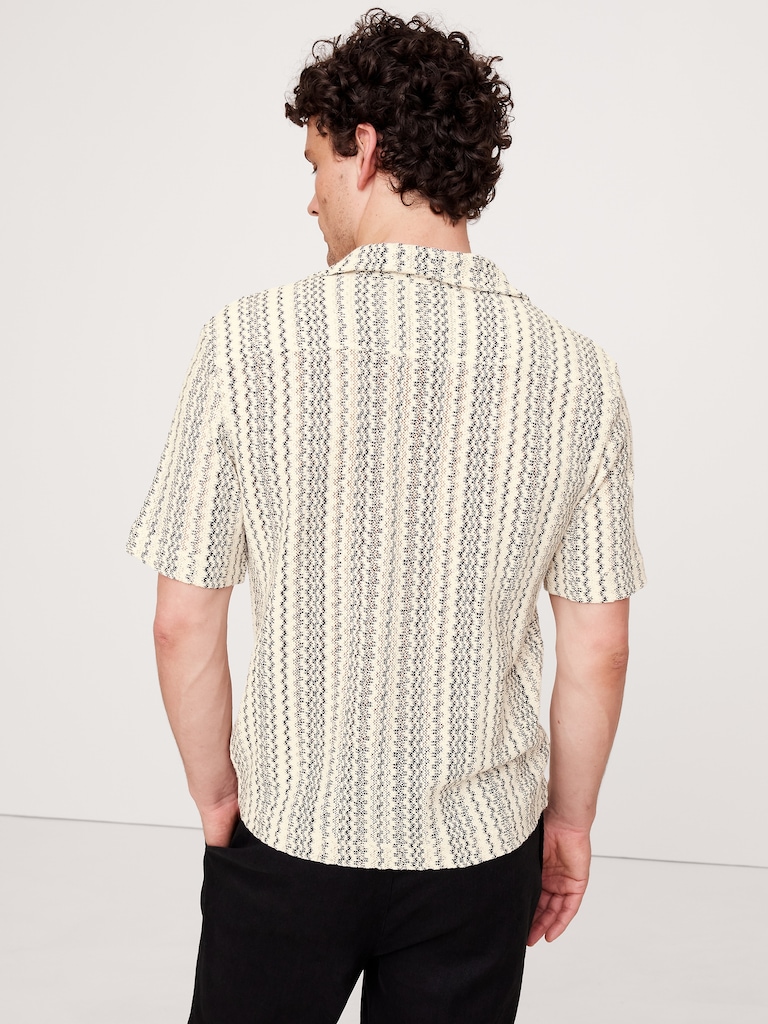 Relaxed-Fit Wavy Stripe Cotton Resort Shirt