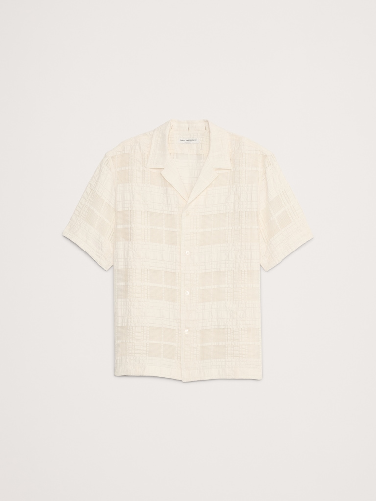 Standard-Fit Plaid Lace Resort Shirt