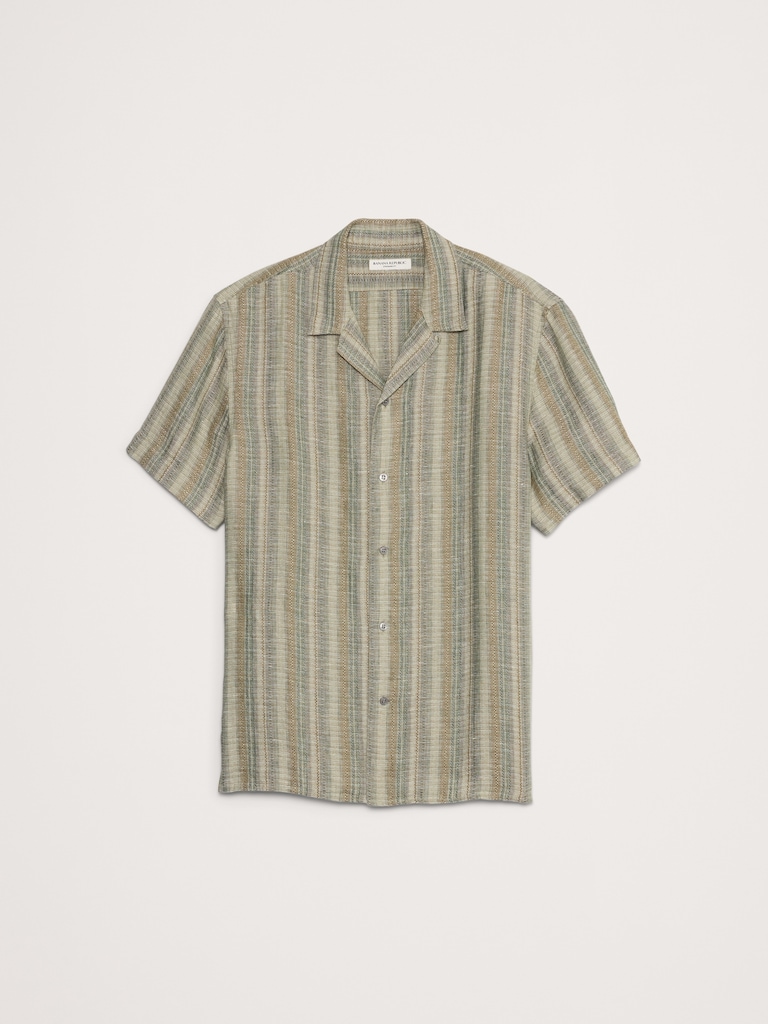 Standard-Fit Textured Linen-Cotton Resort Shirt
