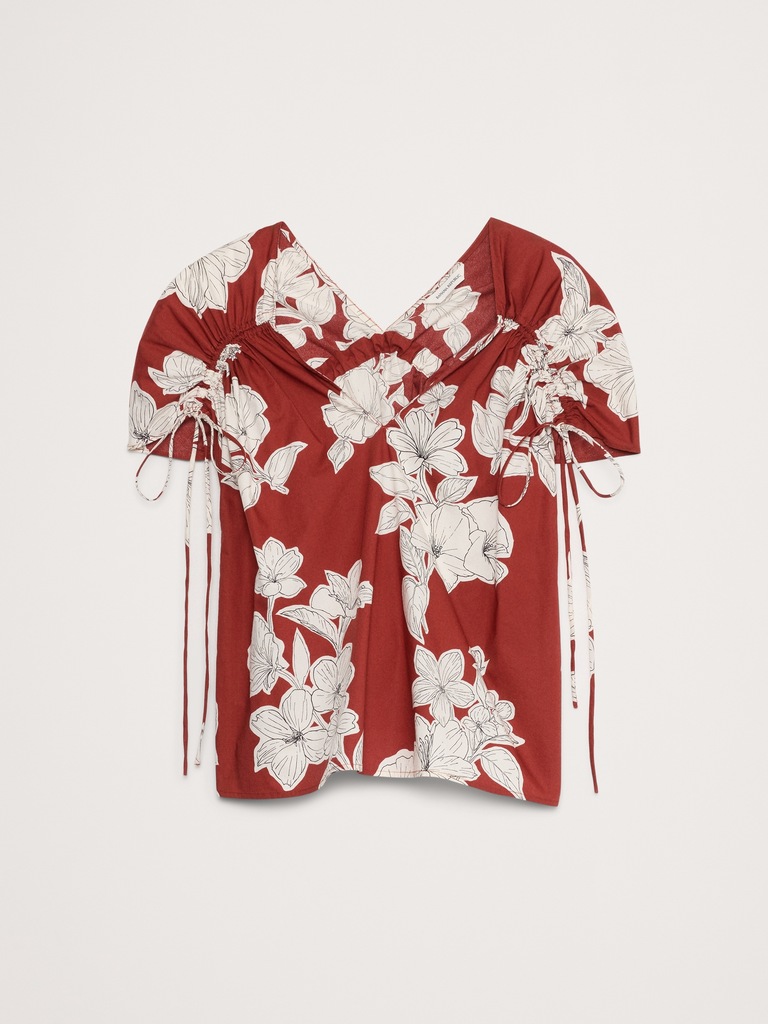 Oversized Cotton Poplin Drawstring Top