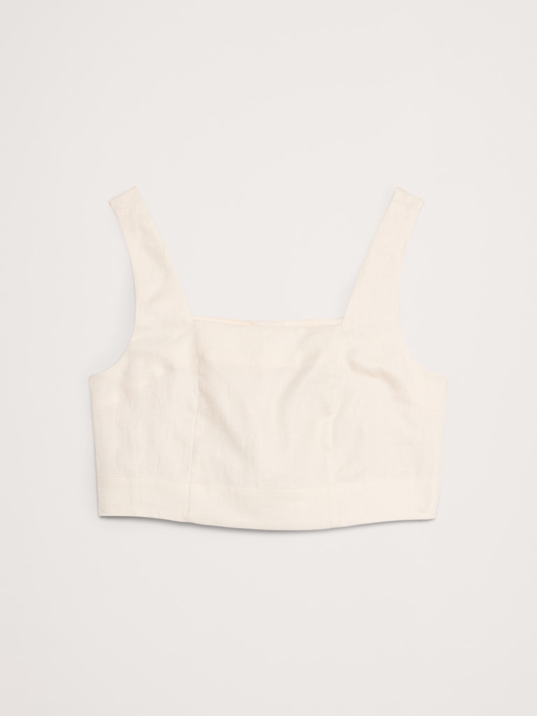 Linen Square-Neck Cropped Tank