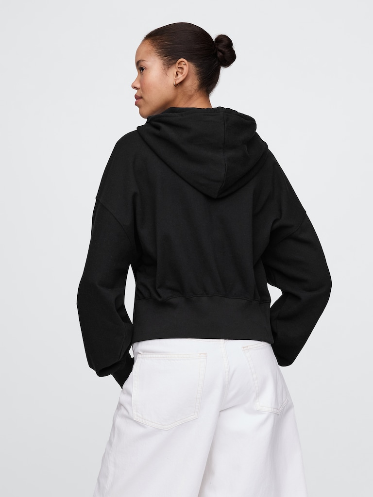 French Terry Oversized Zip Wedge Hoodie