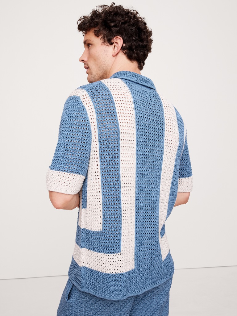 Crochet Cotton Resort Shirt