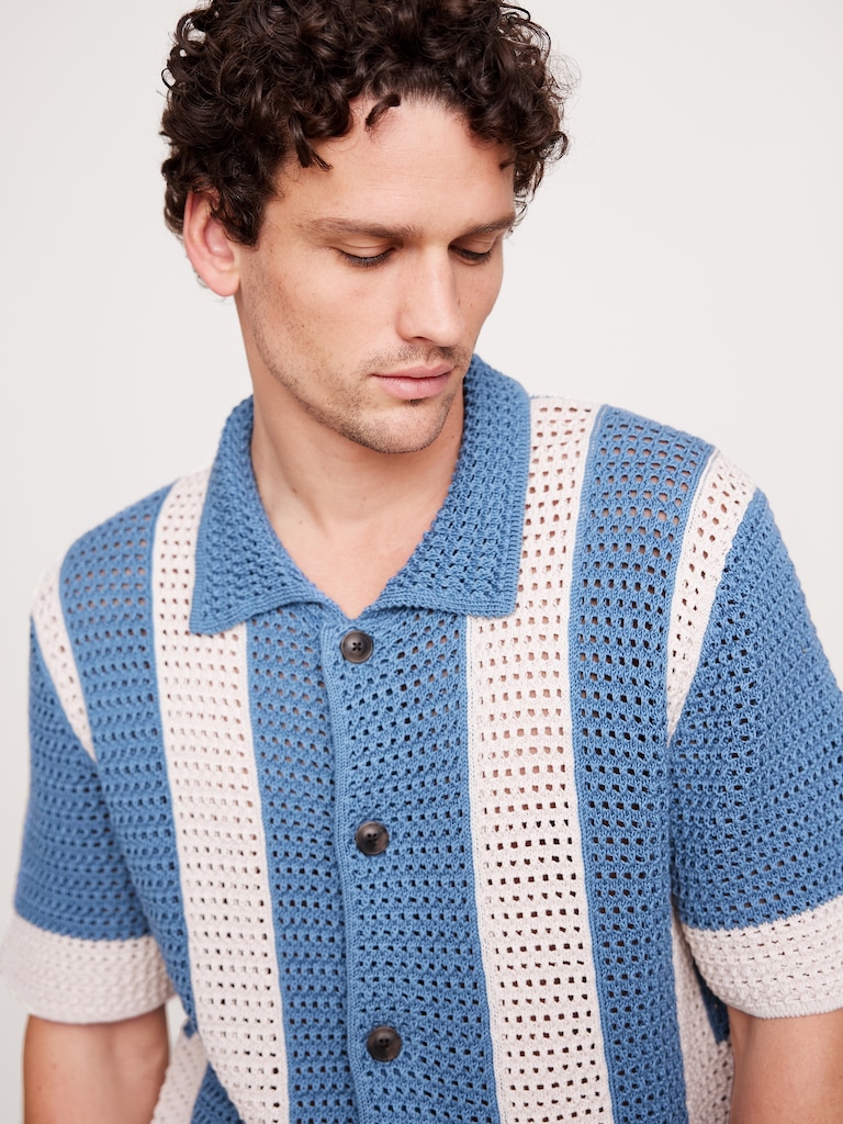 Crochet Cotton Resort Shirt