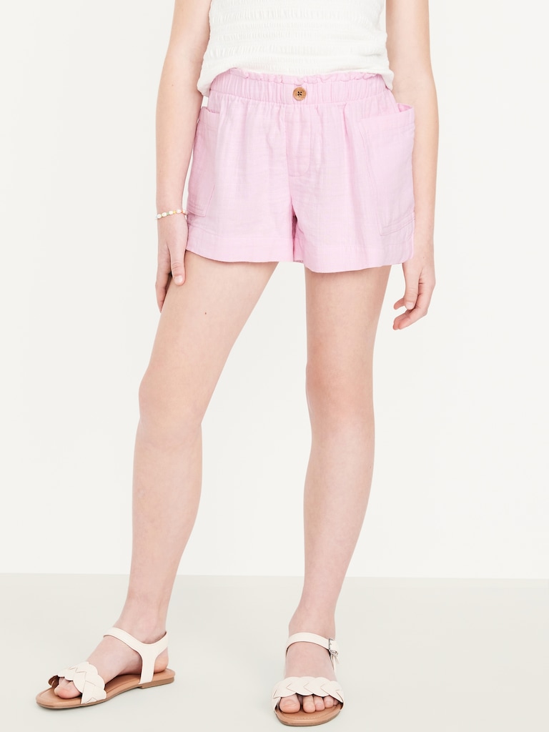 Loose Double-Weave Utility Shorts for Girls