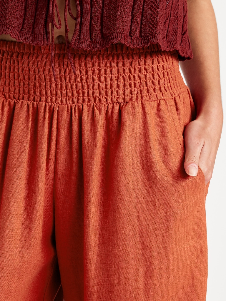 Mid-Rise Linen-Blend Harem Pants