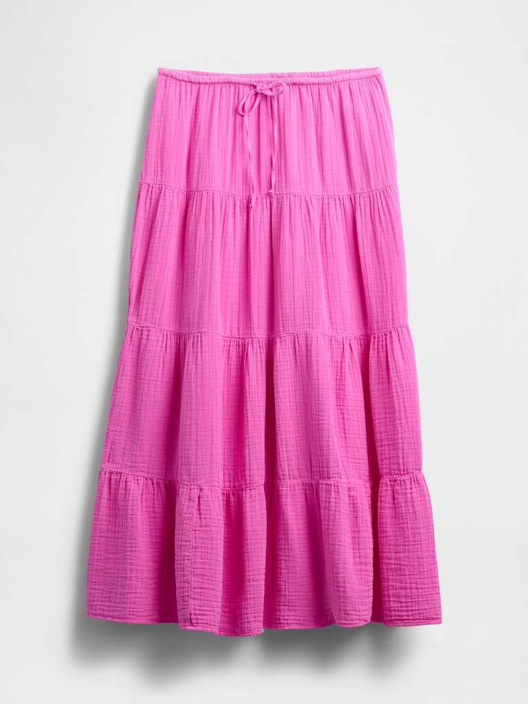 Cotton Gauze Tiered Maxi Skirt