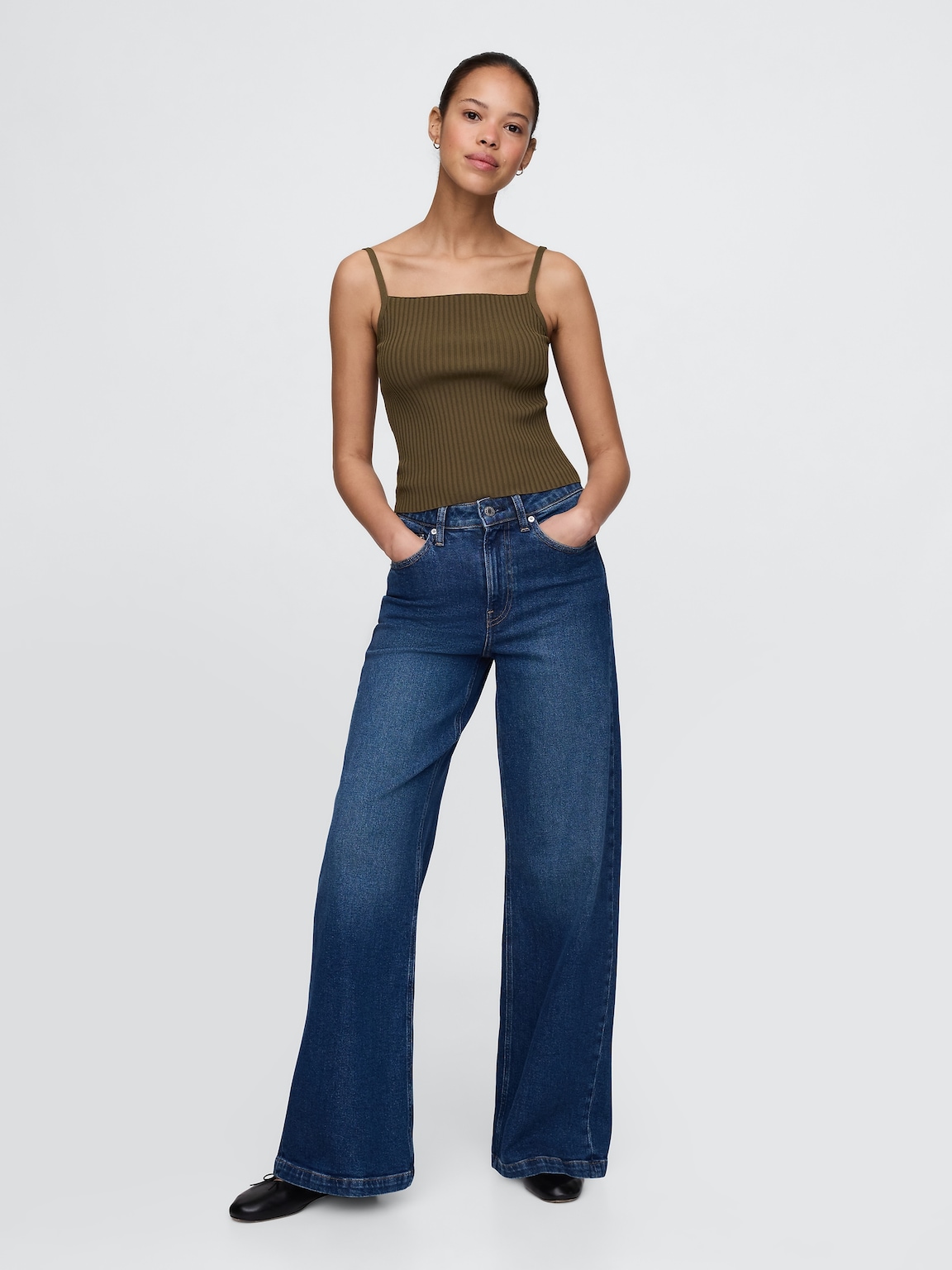 Rib Sweater Crop Tank Top