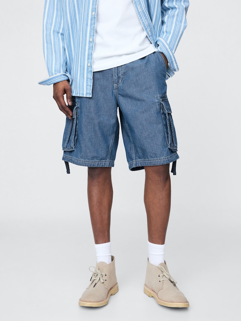 11" Baggy Denim Cargo Shorts