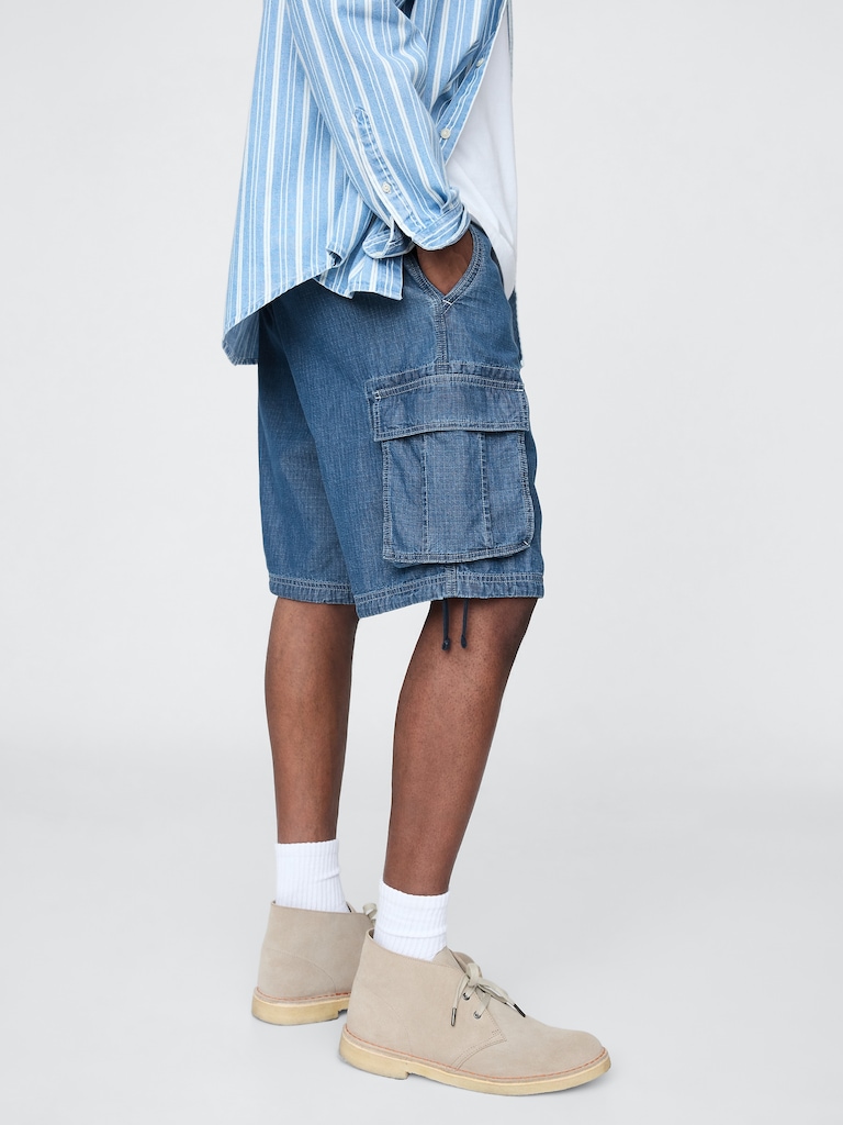 11" Baggy Denim Cargo Shorts