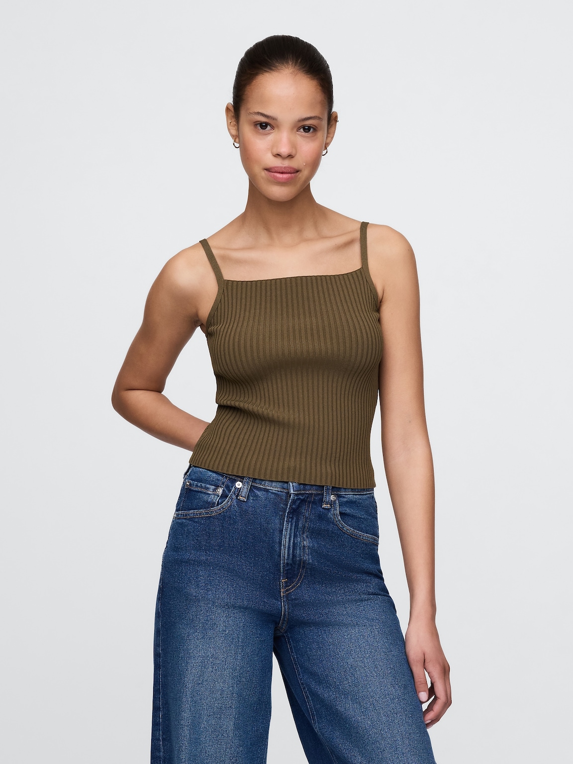 Rib Sweater Crop Tank Top