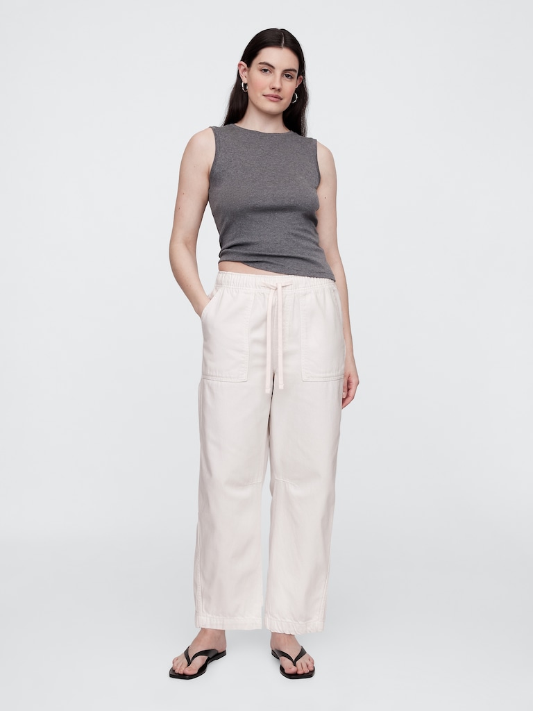 Mid Rise Pull-On Soft Barrel Jeans