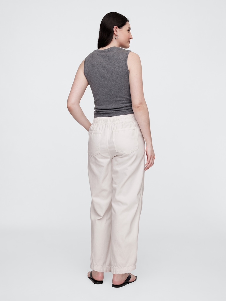 Mid Rise Pull-On Soft Barrel Jeans