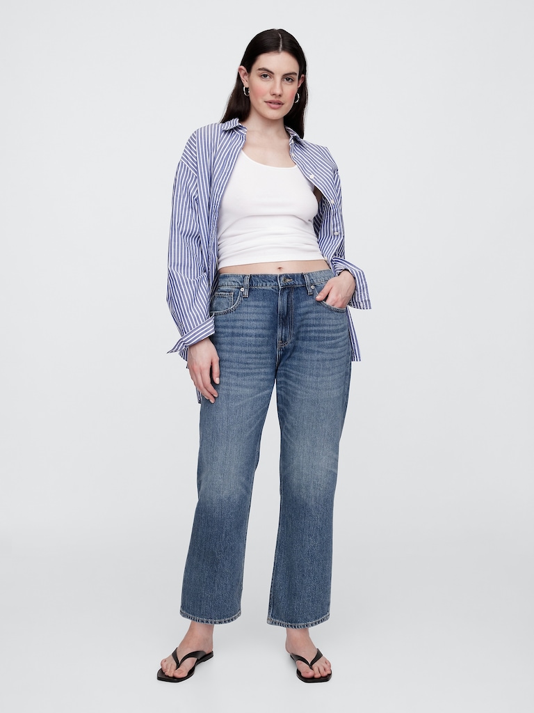Mid Rise SuperSoft Relaxed Straight Crop Jeans