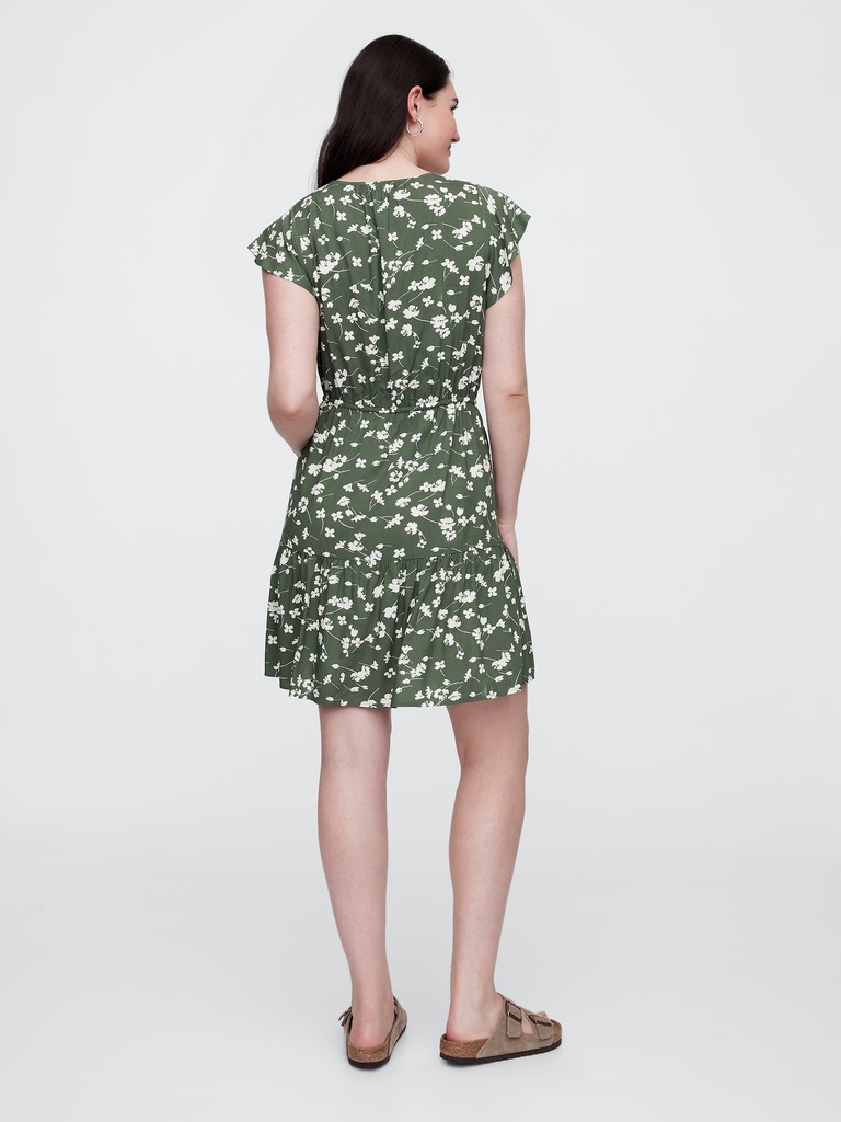 Flutter Sleeve Tie-Waist Mini Dress