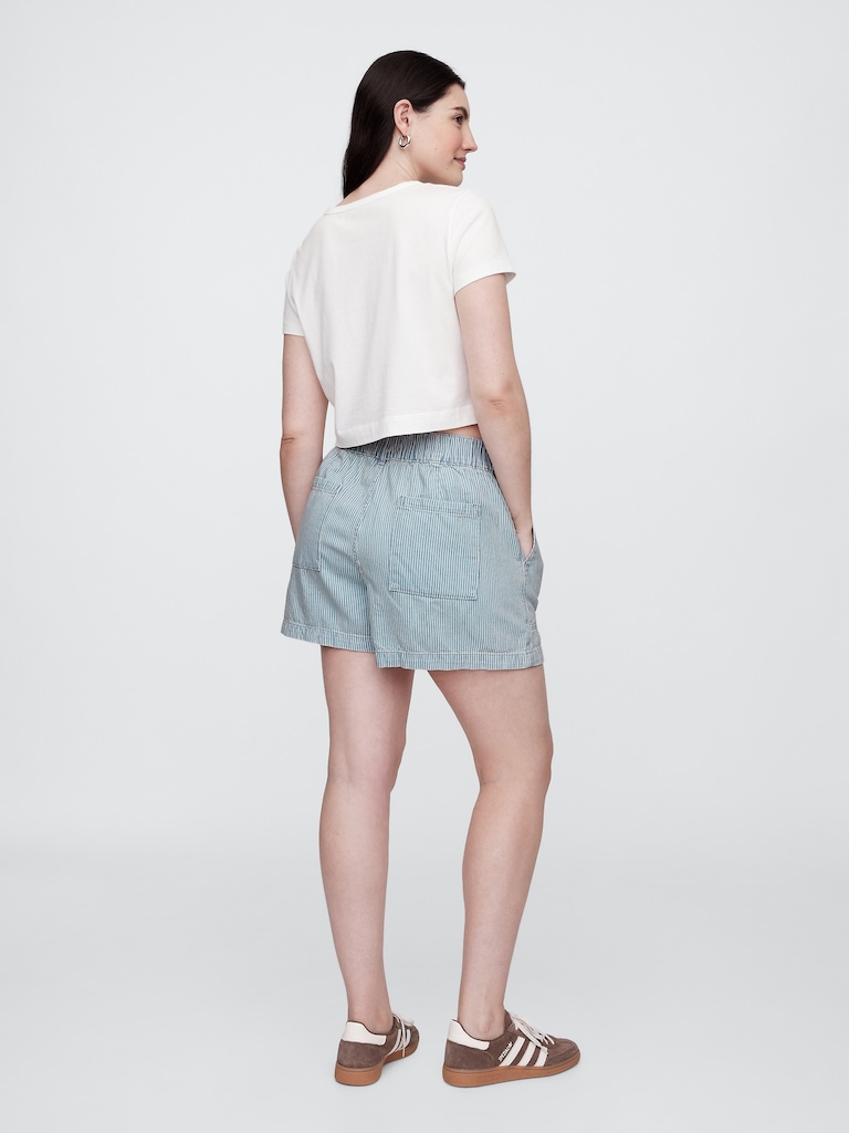 4" High Rise SuperSoft Denim Utility Shorts