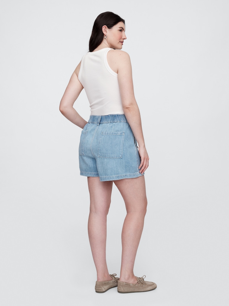 4" High Rise SuperSoft Denim Utility Shorts