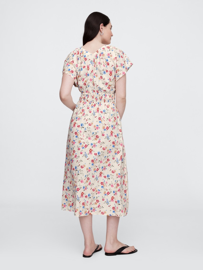 Smocked V-Neck Maxi Dress