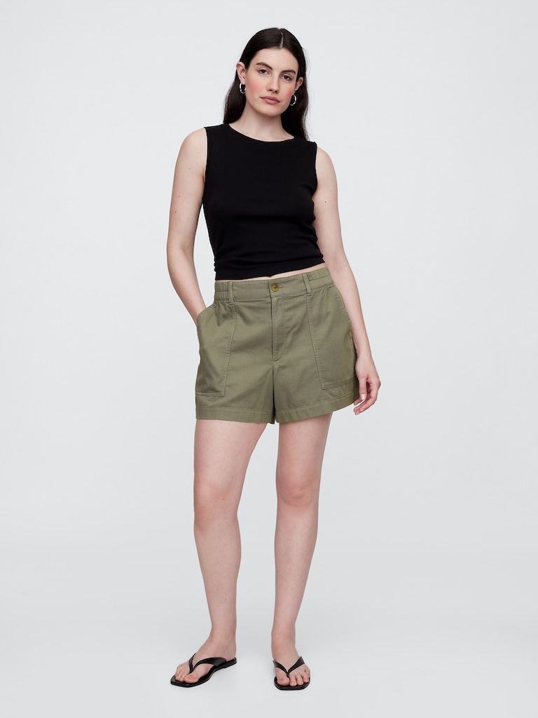 High Rise 4" Khaki Girlfriend Shorts