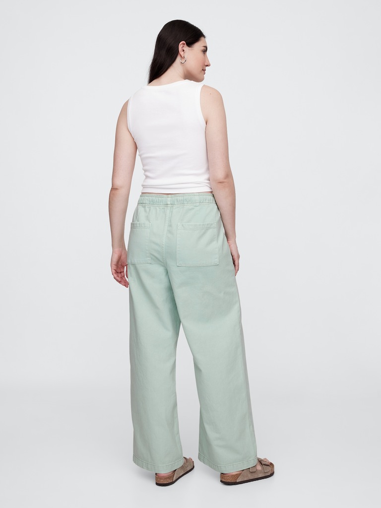 High Rise Pull-On Wide-Leg Utility Jeans