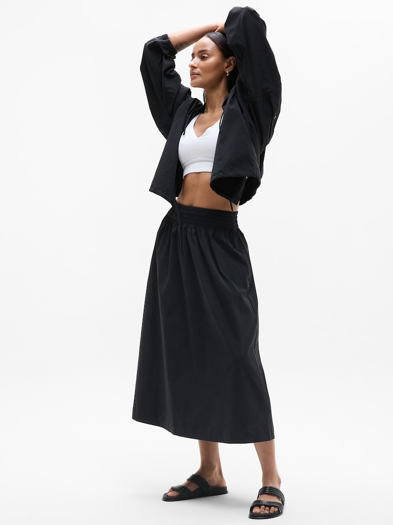 Midday Mid Rise Midi Poplin Skirt