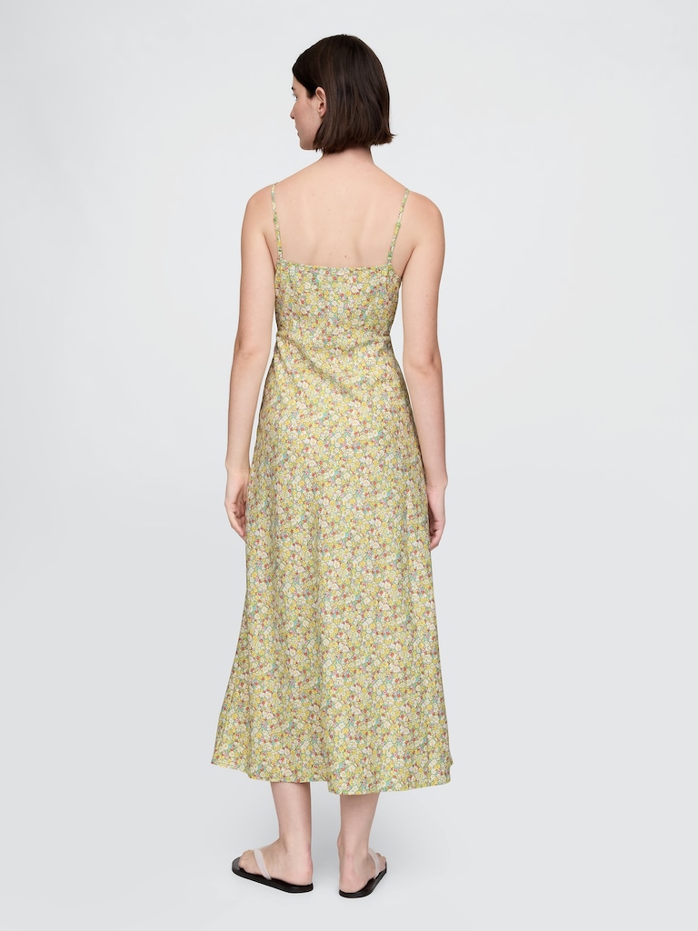 Linen-Blend Maxi Slip Dress