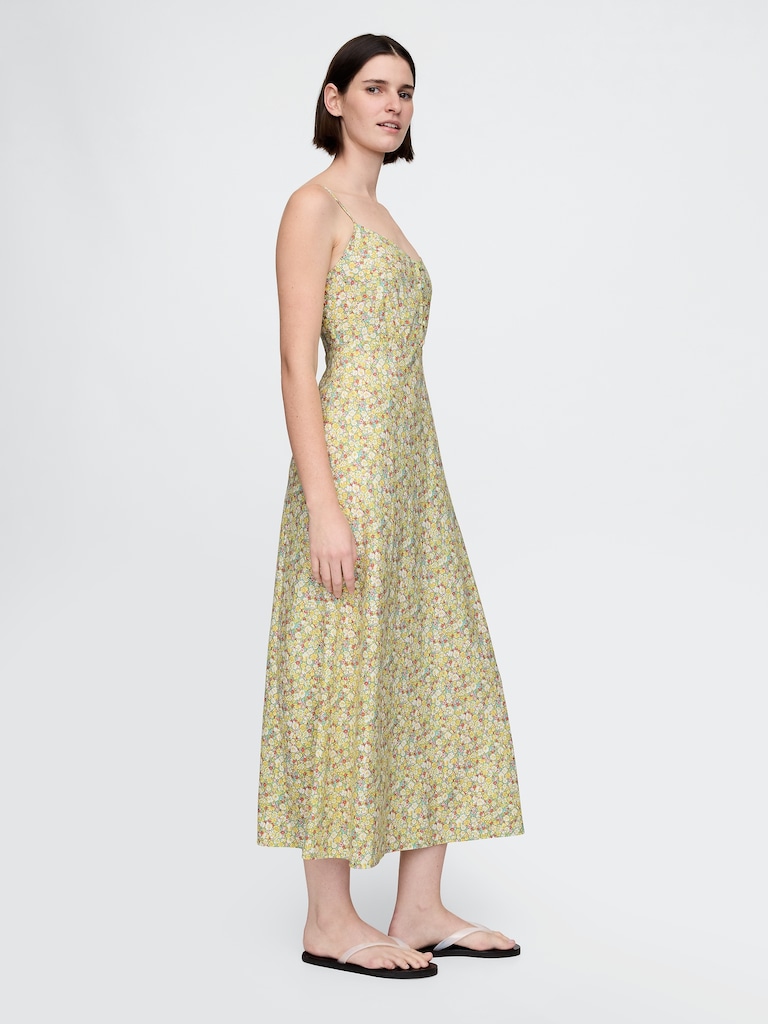 Linen-Blend Maxi Slip Dress