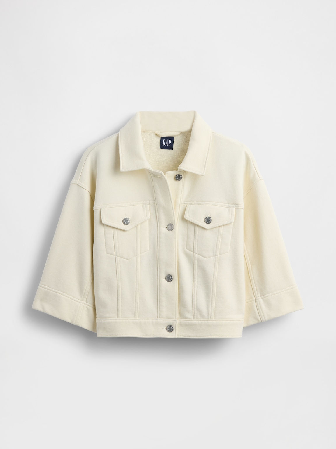 Heavyweight French Terry Denim Crop Jacket