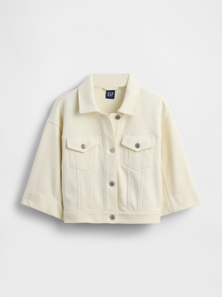 Heavyweight French Terry Denim Crop Jacket