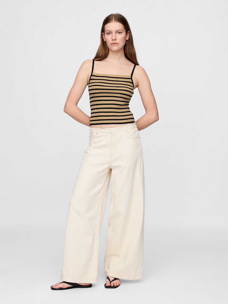 Rib Sweater Crop Tank Top