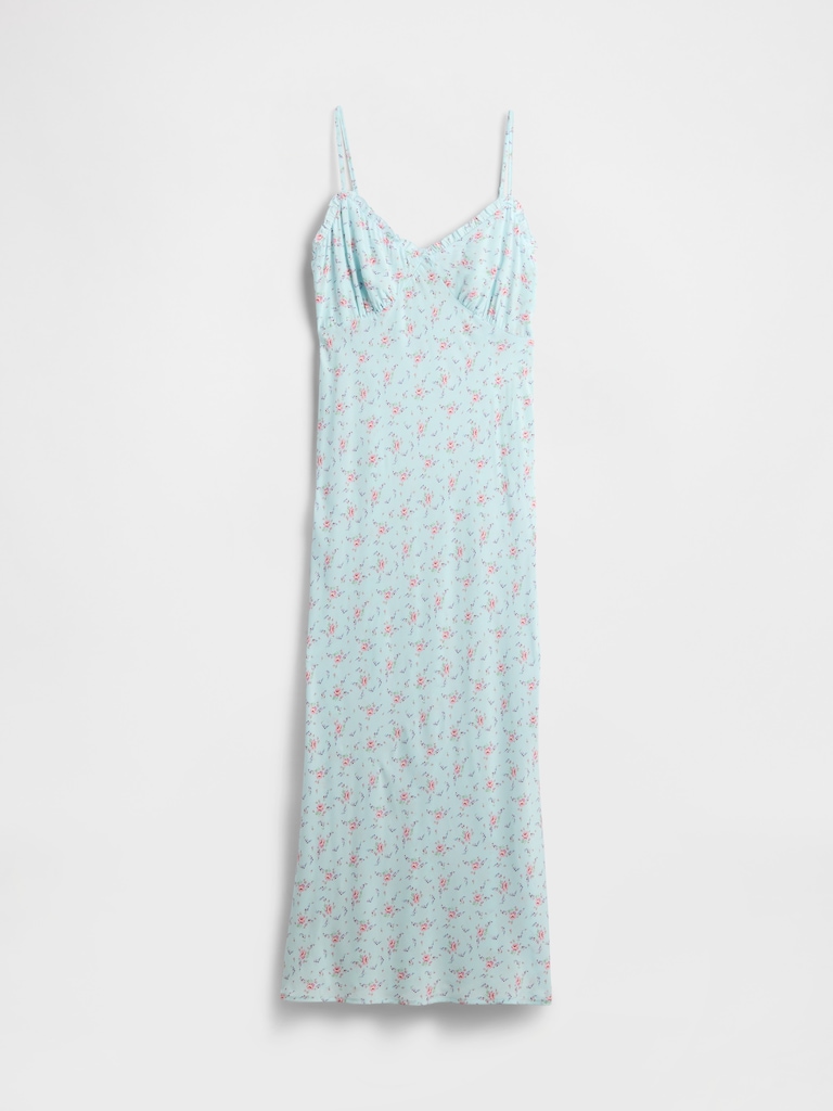 Ruffle-Trim Maxi Slip Dress