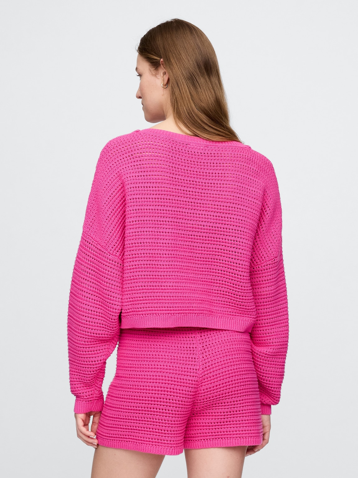 Crochet Boatneck Crop Sweater