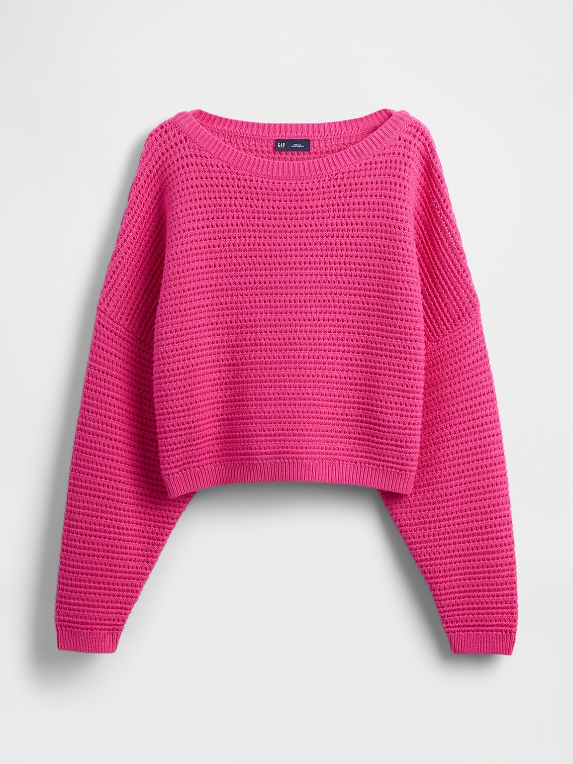 Crochet Boatneck Crop Sweater