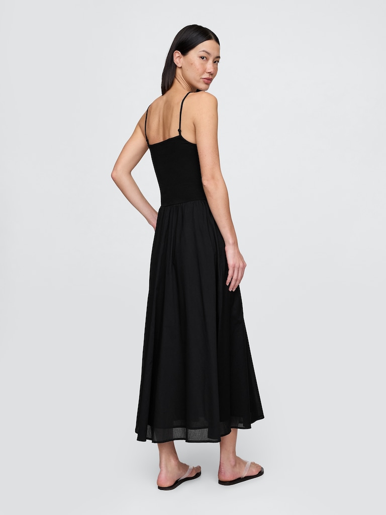 Compact Jersey Mixed Media Maxi Dress