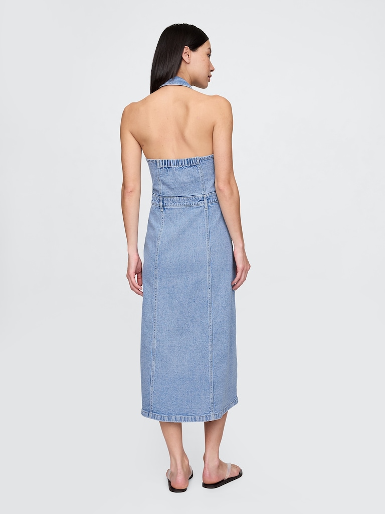 Icon Denim Halter Midi Dress