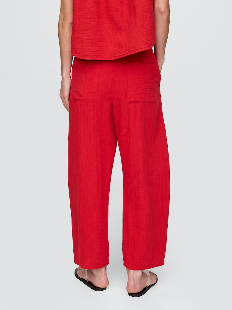 Cotton Gauze Easy Barrel Pants