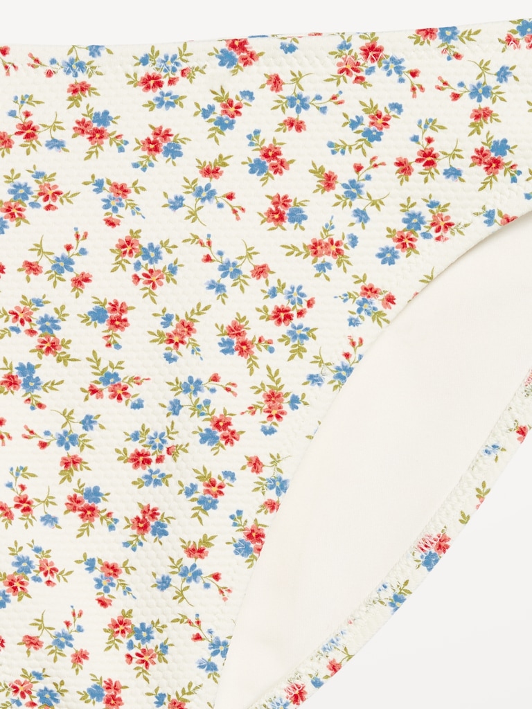 Mid-Rise Textured Bikini Swim Bottoms