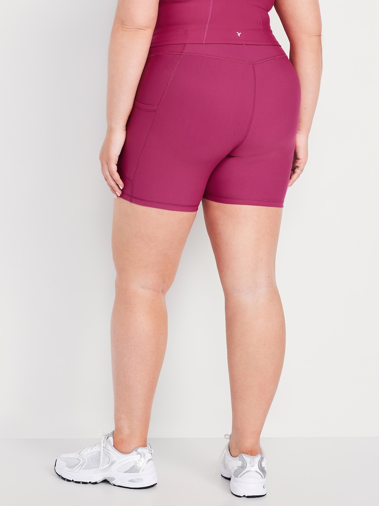 High-Waisted PowerSoft Pocket Biker Shorts -- 6-inch inseam