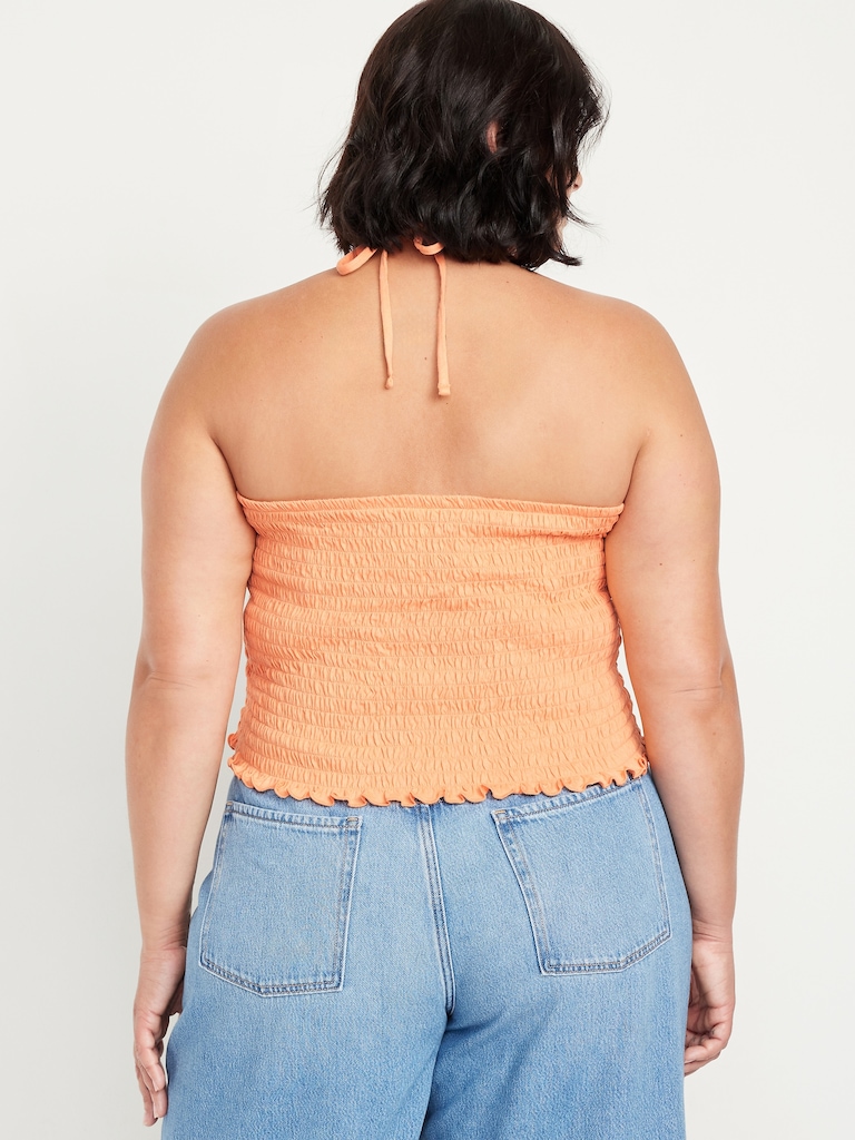 Sleeveless Smocked Crop Top