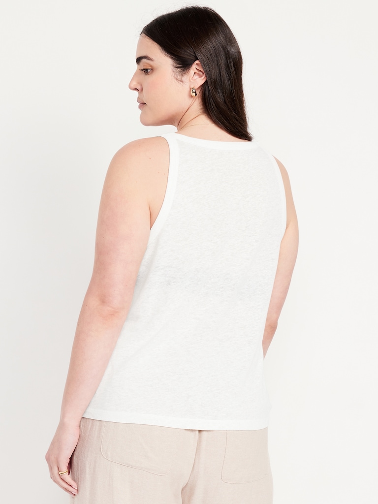 Linen-Blend Tank Top