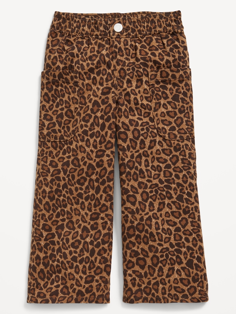 Printed Pull-On Baggy Wide-Leg Cargo Twill for Toddler Girls