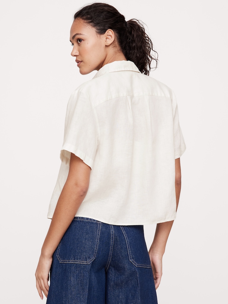 Boxy Linen Short-Sleeve Shirt