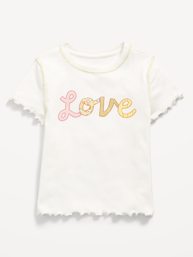 Fitted Lettuce-Edge Graphic T-Shirt for Girls