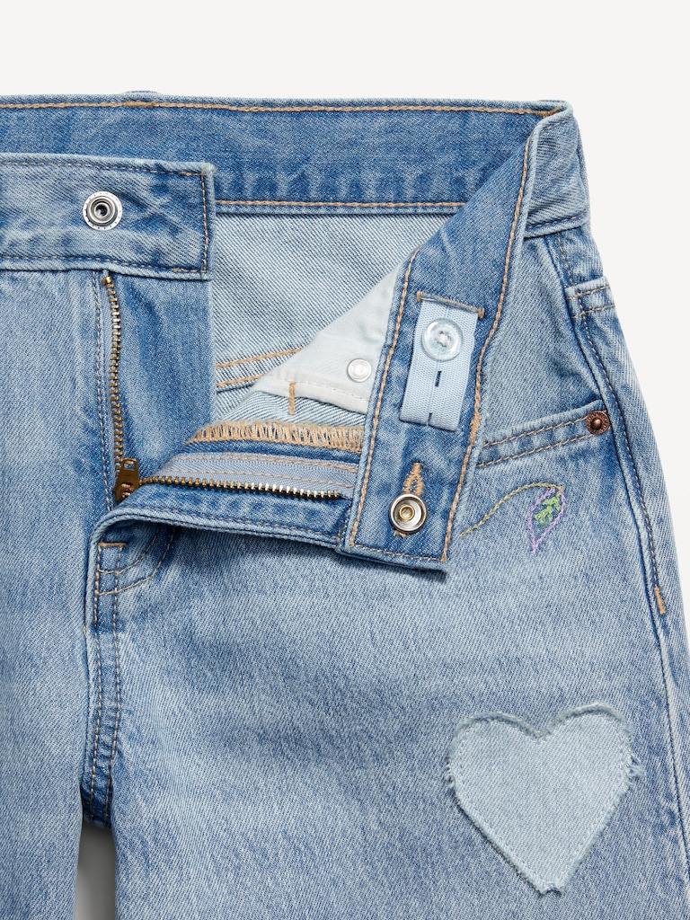 Super Baggy Wide-Leg Embroidered Jeans for Girls