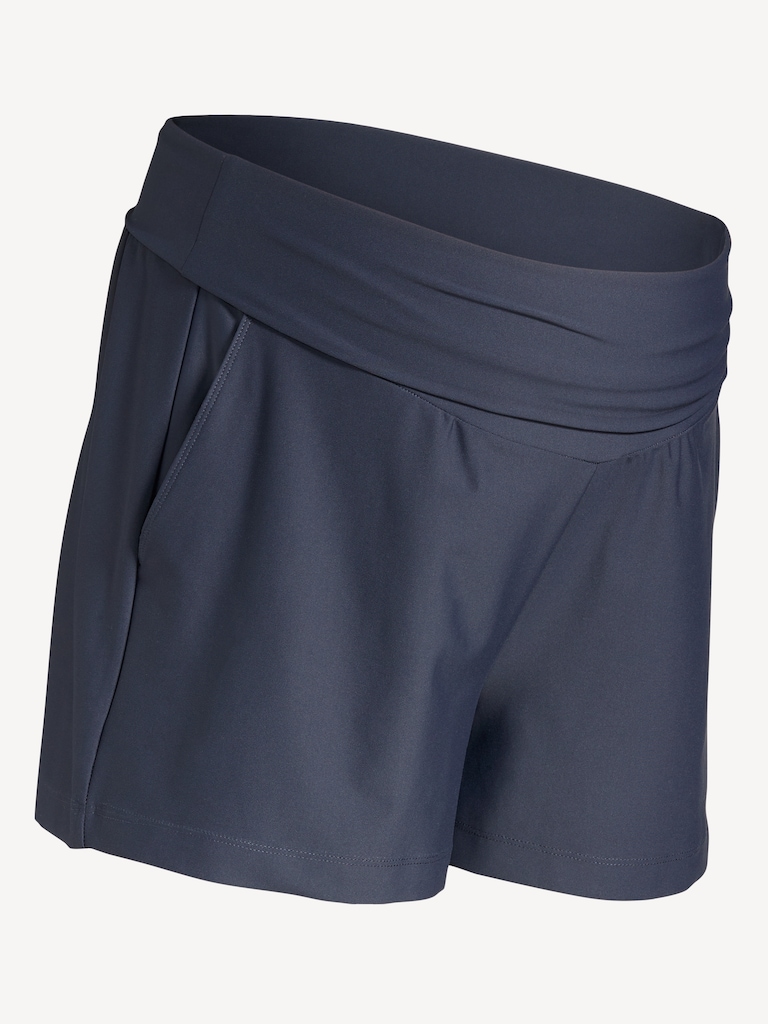 Maternity Rollover-Waist PowerSoft Shorts -- 3-inch inseam